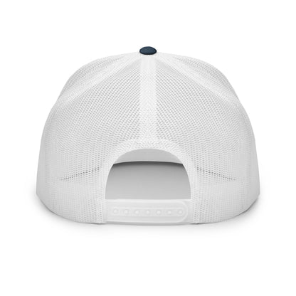 White Logo Flat Bill Trucker Hat